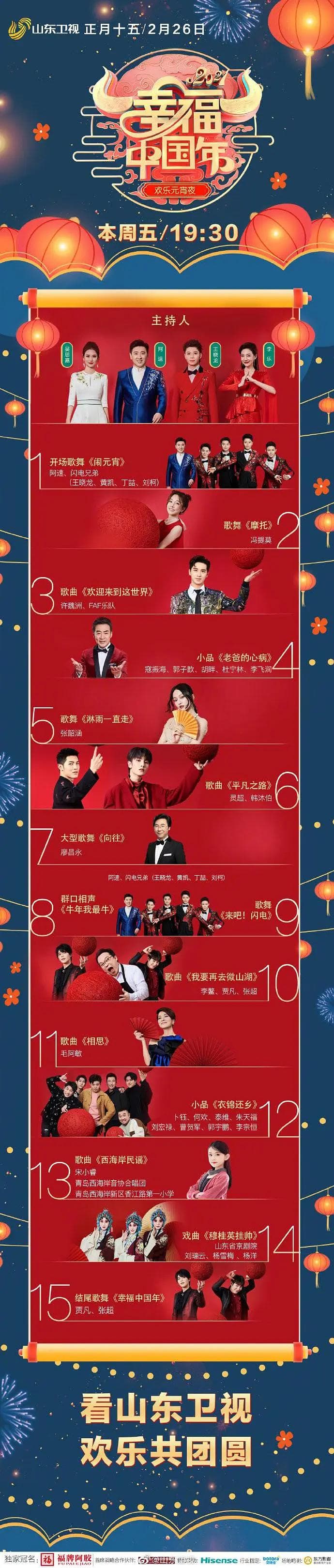 “幸福中国年”2021山东欢乐元宵夜海报